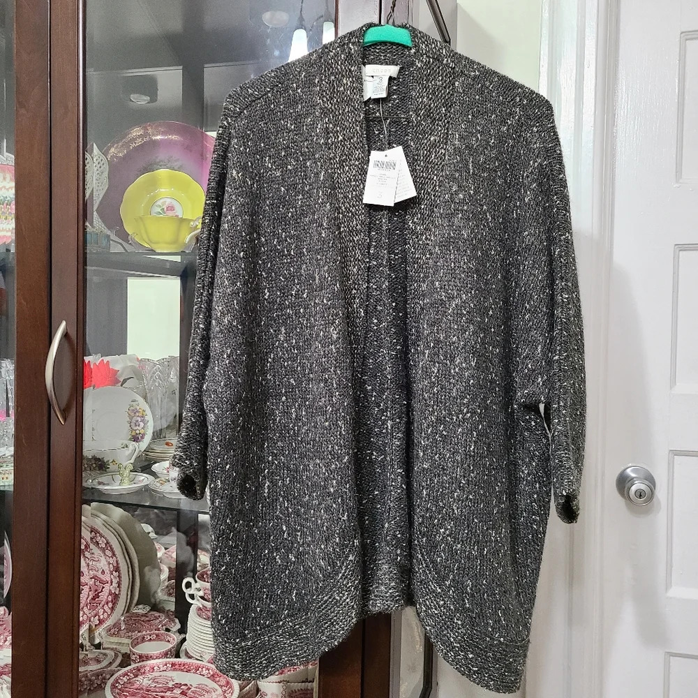 Chico's Women's Fergie Sparkle Alpaca Chunky Knit Wool Blend Long Cardigan XL